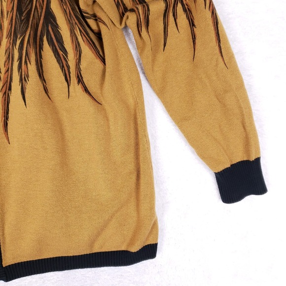 Bob Mackie Wearable Art Feather Zip Sweater L Gold - Picture 3 of 10